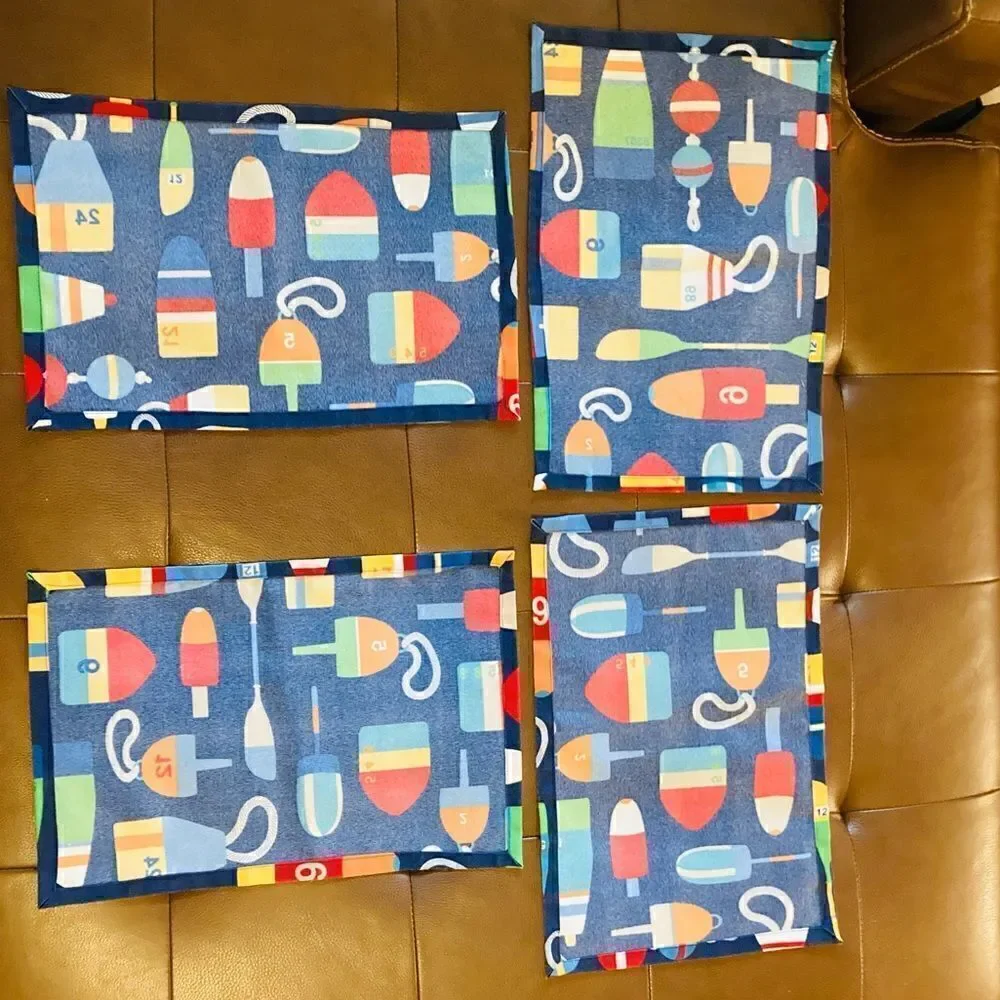 Seaside Fishing Floats Placemats Set of 4 Colorful Ocean Bobbers Table D…